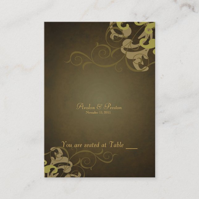 Carte De Placement Noble Gold et Brown table de défilement (Devant)