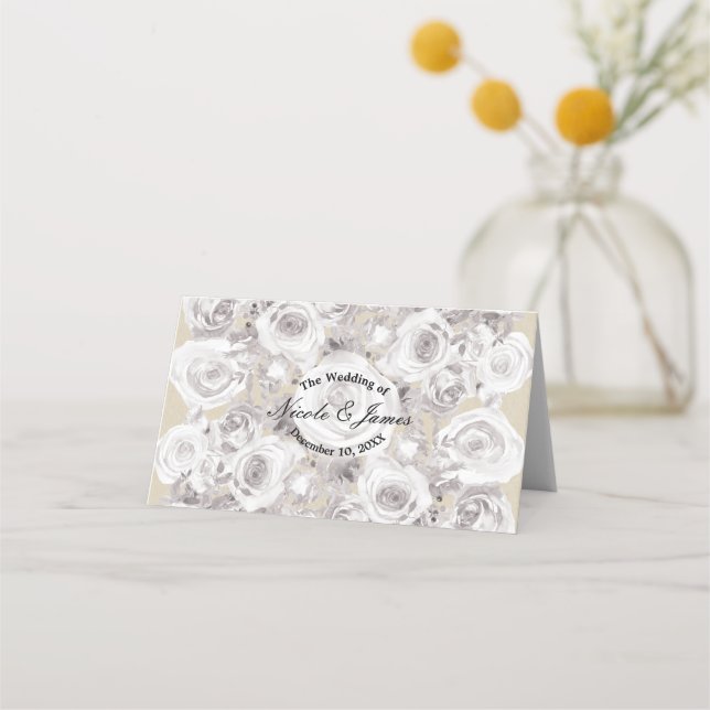 Carte De Placement Noces de roses d'hiver rustiques blanches Plan de  (Devant)