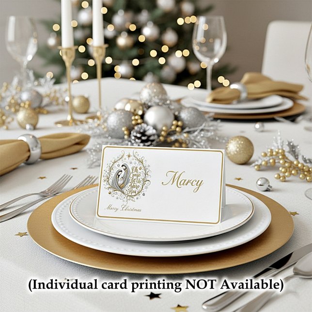 Carte De Placement Noël de la nativité en argent et or (Créateur téléchargé)