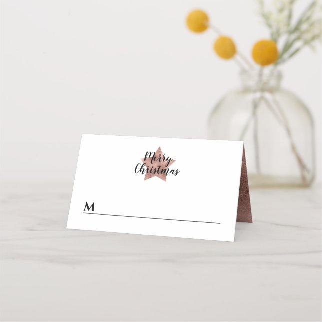 Carte De Placement Noël étoile or rose élégant (Devant)