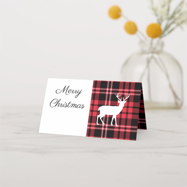 Carte De Placement Noël Scottish Red Tartan Plaid Motif Stade (Devant)