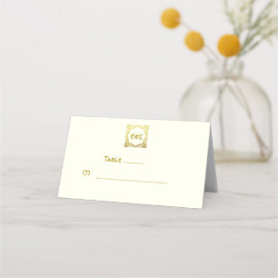 Carte De Placement Nœud Celtique Élégant de Mariage Ivoire Faux Or Ce