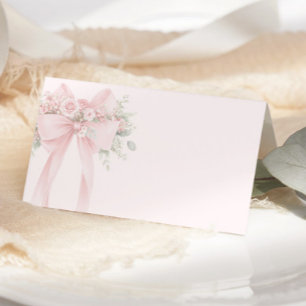 Carte De Placement Nœud Floral Coquette Rose Pâle