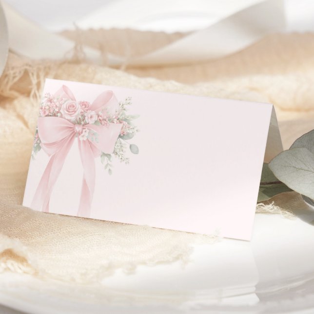 Carte De Placement Nœud Floral Coquette Rose Pâle (Créateur téléchargé)