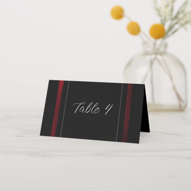 Carte De Placement Noir et rouge élégant moderne (Devant)