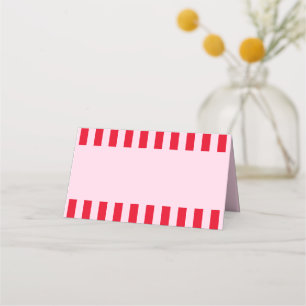 Carte De Placement Nom de la douche de mariée aux rayures rouges et r