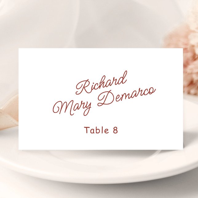 Carte De Placement Nom de l'invité de mariage rétro rouge et blanc (Retro red and white wedding place card creates a welcoming touch for every guest.)