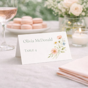 Carte De Placement Nom de l'invité Événement Jardin de fleurs sauvage