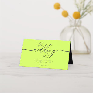 Carte De Placement Nom de mariage simple cyber lime noir jet
