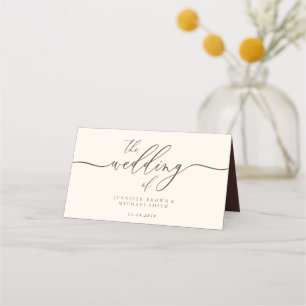 Carte De Placement Nom de mariage simple marron chocolat
