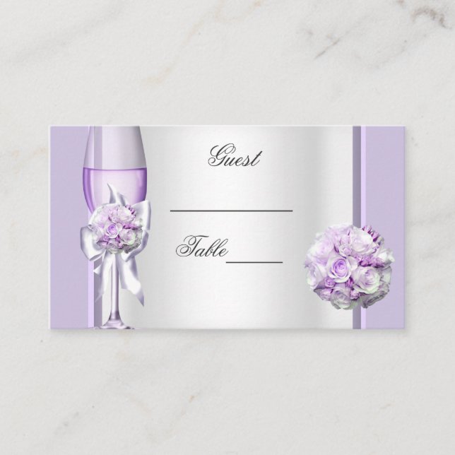 Carte De Placement Nom du mariage Place Lavender Purple Lilac 3 (Devant)