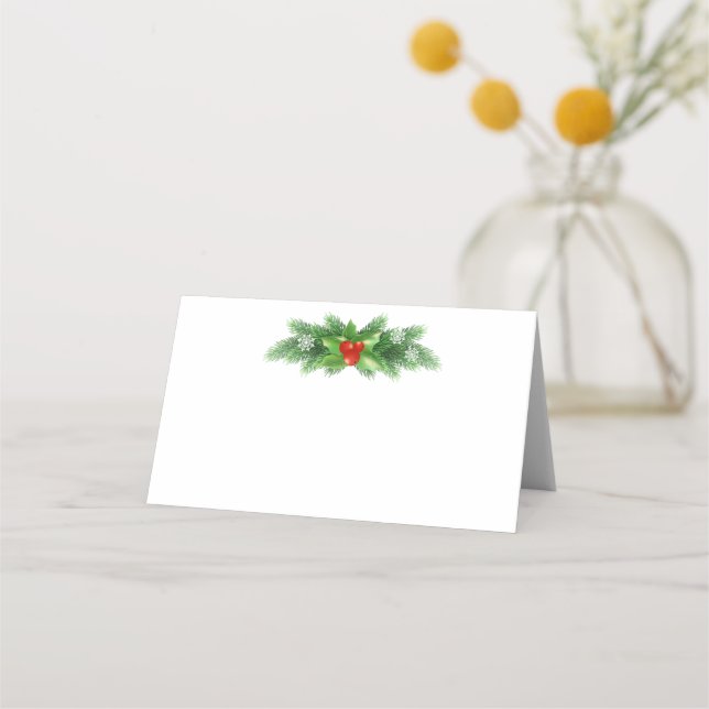 Carte De Placement Nom Place Card Holly Bough (Devant)