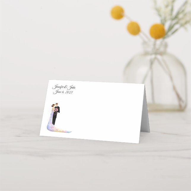 Carte De Placement Nom plié Placer le Mariage de carte deux noms pers (Devant)