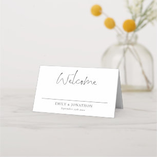 Carte De Placement Noms minimalistes Mariage de bienvenue