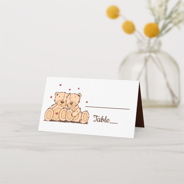 Carte De Placement Nounours Brown Amour Mariage Fête des mariées (Devant)