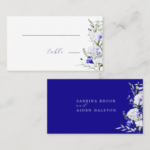 Carte De Placement Nuance de bleu royal ivoire Fleurs Mariage