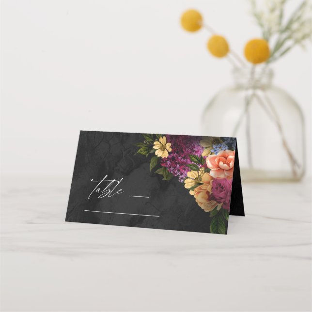Carte De Placement Nuits Sultry Floral Mariage Table ID829 (Devant)