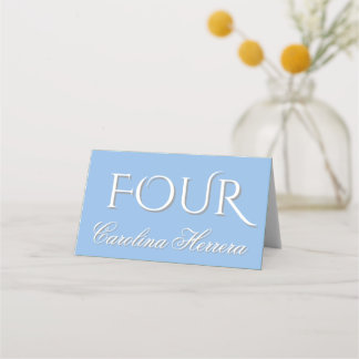 Carte De Placement Numéro de nom d'invité en écriture élégante bleu p