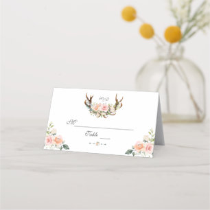 Carte De Placement Numéro de table à bois de cerf floral rose Charm