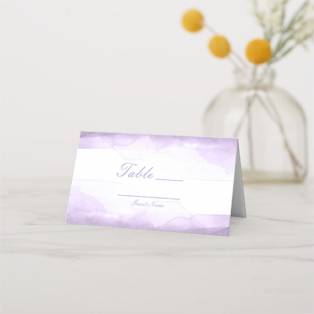 Carte De Placement Numéro de table aquarelle eau lavande violette (Devant)