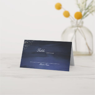 Carte De Placement Numéro de table argent bleu aquarelle moderne