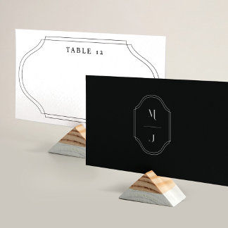 Carte De Placement Numéro de table de cadre minimal et monogramme Mar