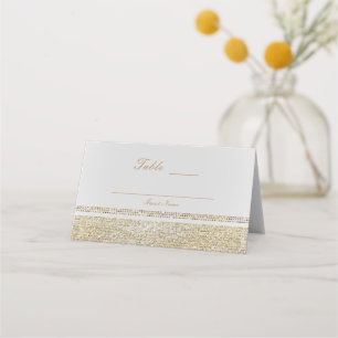 Carte De Placement Numéro de table de fête Glam Chic or blanc et péti