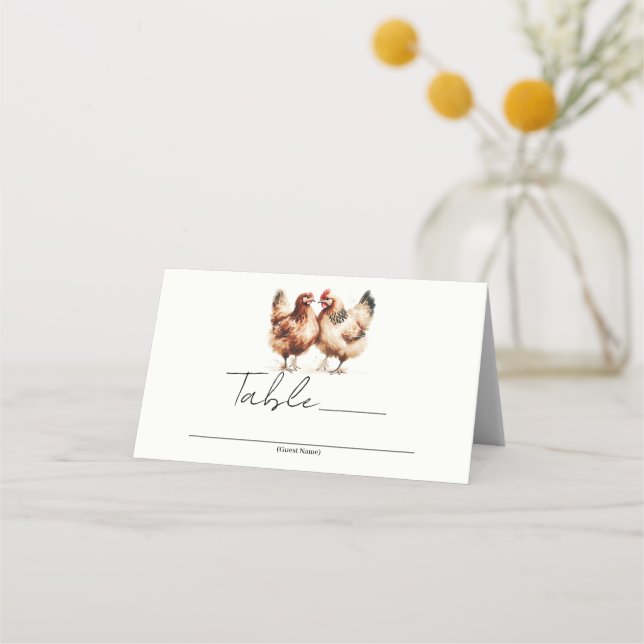 Carte De Placement Numéro de table de mariage à la campagne pour poul (Devant)