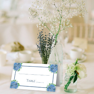 Carte De Placement Numéro de table de mariage à l'aquarelle Hortensia