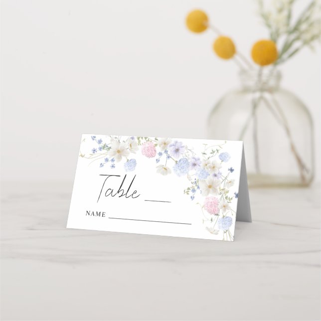 Carte De Placement Numéro de table de mariage aux fleurs sauvages de  (Devant)