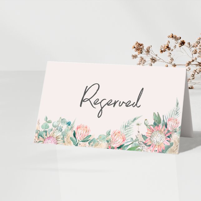 Carte De Placement Numéro de table de mariage aux Pampas Protéa Eucal (Créateur téléchargé)