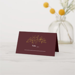 Carte De Placement Numéro de table de mariage bordeaux profond floral