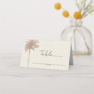Carte De Placement Numéro de table de mariage de plage de palmier mar