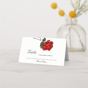 Carte De Placement Numéro de table de mariage floral Rose rouge éléga