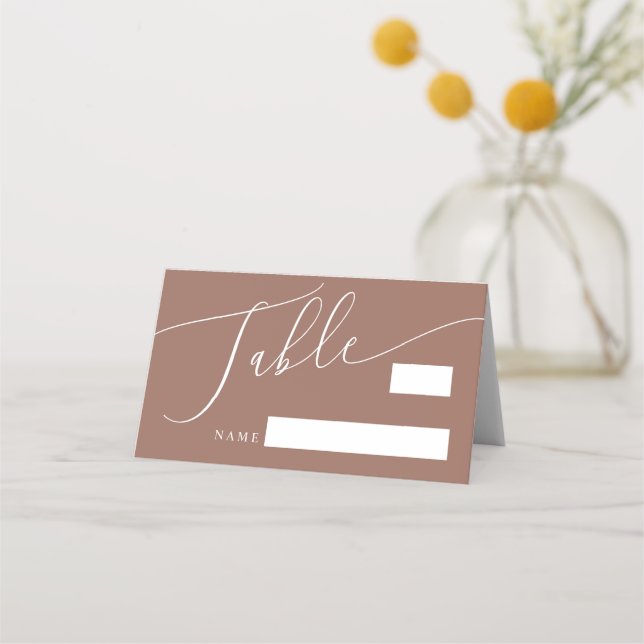 Carte De Placement Numéro de table de Mariage minimal en terre cuite (Devant)