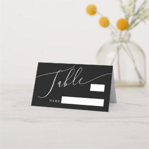 Carte De Placement Numéro de table de Mariage minimal noir