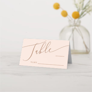 Carte De Placement Numéro de table de Mariage minimal rose pâle