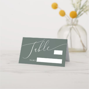 Carte De Placement Numéro de table de Mariage minimal vert