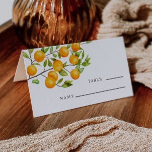 Carte De Placement Numéro de table de Mariage orange Citrus