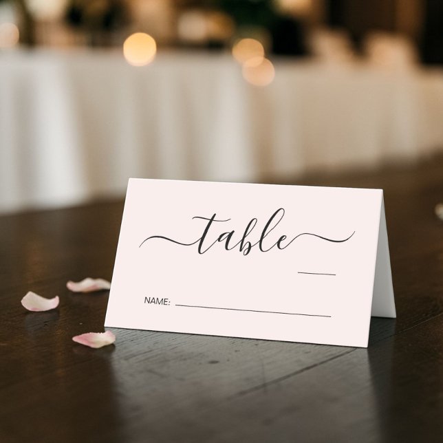 Carte De Placement Numéro de table de mariage rose écriture chic (Chic Script Pink Wedding Table Number Place Card)
