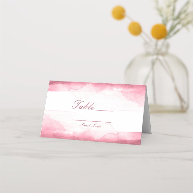 Carte De Placement Numéro de table de peinture à l'aquarelle rose mau (Devant)