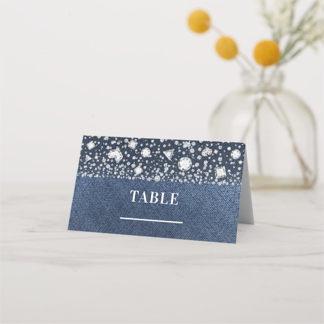 Carte De Placement Numéro de table de placement assise en denim et di (Devant)