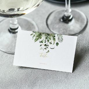 Carte De Placement Numéro de table de réception de mariage feuille