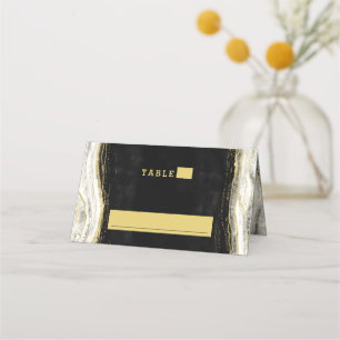 Carte De Placement Numéro de table du Mariage Black White & Gold