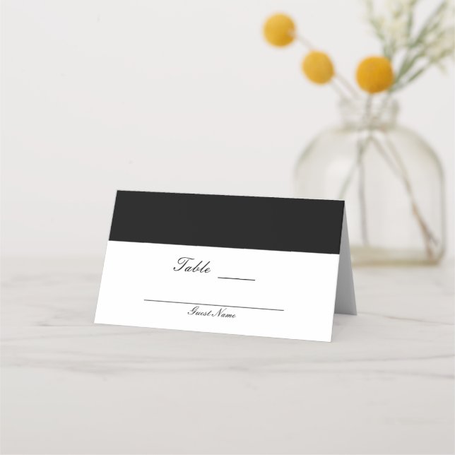 Carte De Placement Numéro de table élégant et classe noir et blanc (Dos)