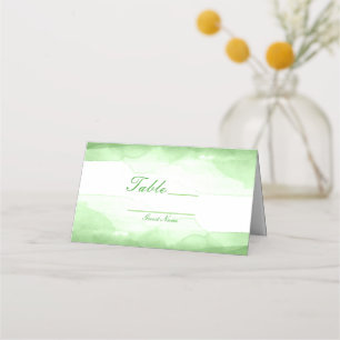 Carte De Placement Numéro de table en aquarelle vert citron clair pou