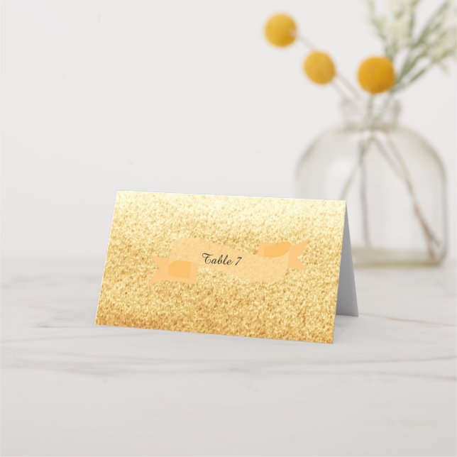 Carte De Placement Numéro de table en faux strass doré (Devant)