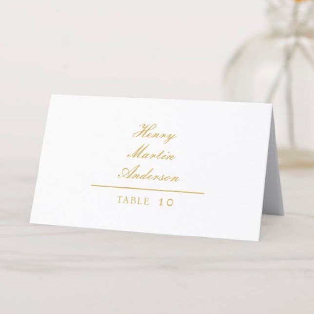 Carte De Placement Numéro de table Mariage Monogramme doré (I wish you happiness!)