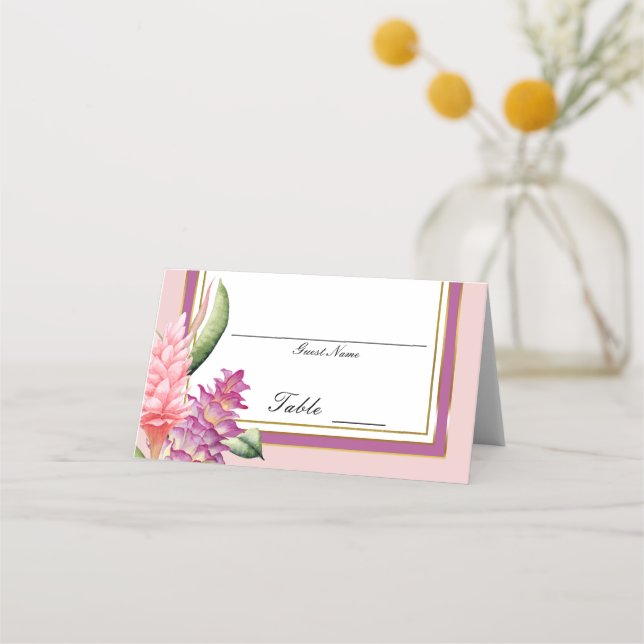 Carte De Placement Numéro de table Orchidée Fleurie Tropicale Violet  (Dos)