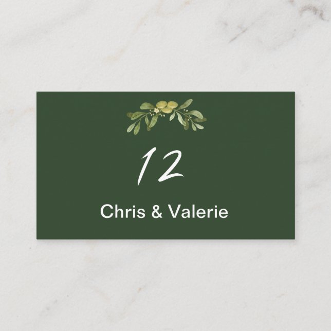 Carte De Placement Numéro de table vert d'olive moderne (Devant)